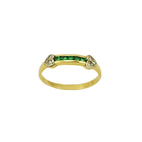 Anillo Oro 18K Con Esmeraldas Y Brillantes — Facello Joyeros