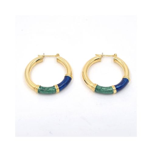 Aros En Oro 18K Con Esmalte En 2 Colores — Facello Joyeros