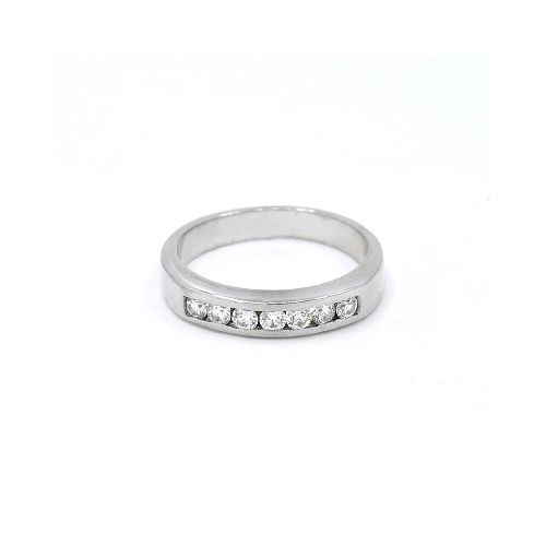 Anillo En Oro Blanco 18K Y Brillantes — Facello Joyeros