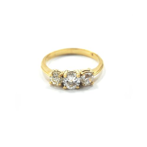 Anillo Antiguo En Oro 18 K Con 3 Brillantes — Facello Joyeros