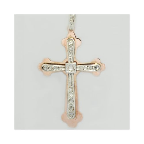 Cruz De Oro Rosado 18K Con Diamantes — Facello Joyeros