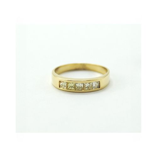 Anillo Oro 18K Con 5 Brillantes Color Champagne — Facello Joyeros