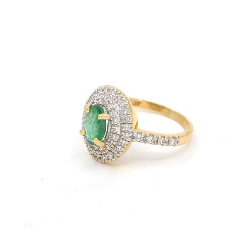 Anillo En Oro 18K, Esmeralda Y Brillantes — Facello Joyeros