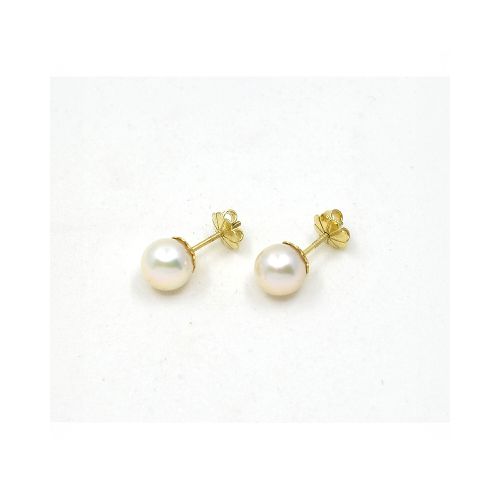 8 mm Caravanas en Oro 18 K Y Perlas De Cultivo — Facello Joyeros