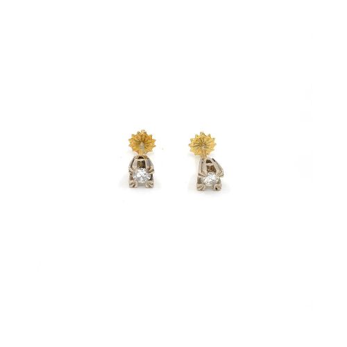 Caravanas En Oro 18K 2 Colores Y Brillantes — Facello Joyeros