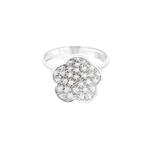 Anillo Oro Blanco 18K Y Brillantes. — Facello Joyeros