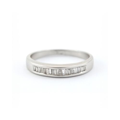 Anillo Oro Blanco 18K Y Brillantes Trapecio — Facello Joyeros