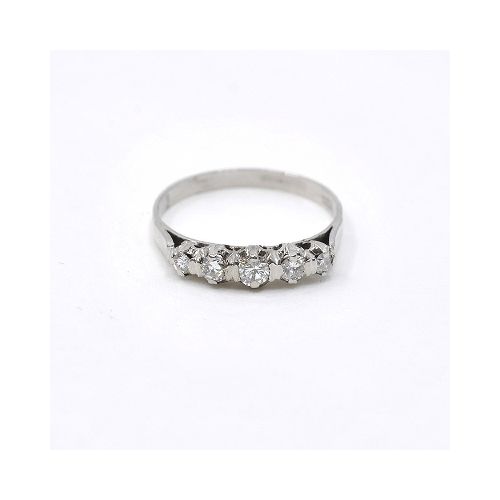 Anillo Antiguo En Oro 18K Blanco Y Brillantes — Facello Joyeros