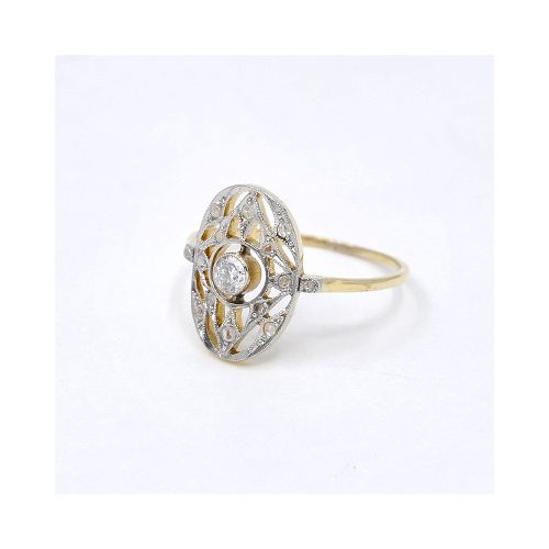 Anillo Antiguo En Oro 18K, Brillantes Y Diamantes — Facello Joyeros