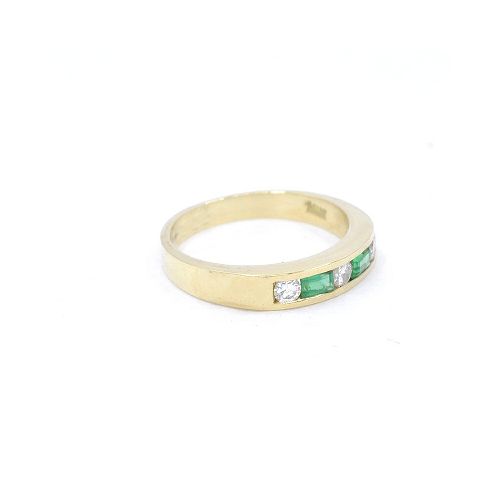 Anillo En Oro 18K, Brillantes Y Esmeraldas — Facello Joyeros