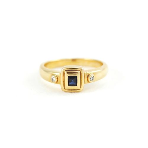 Anillo Oro 18K Con Brillantes Y Zafiros — Facello Joyeros