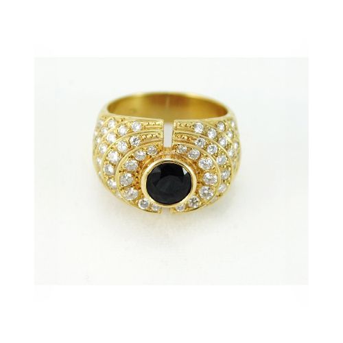 Anillo Oro 18K Con Zafiros Y Brillantes — Facello Joyeros