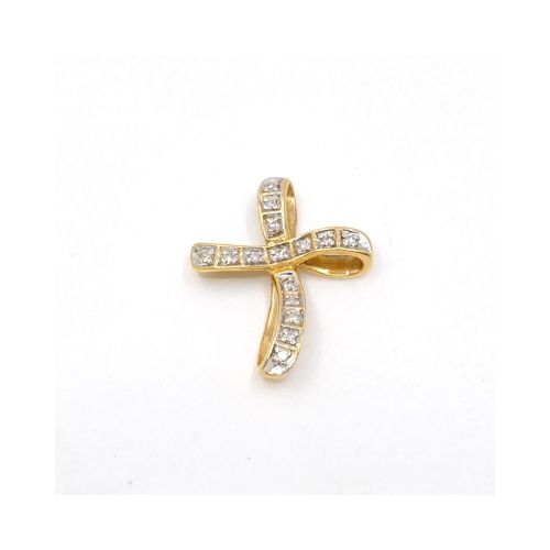 Cruz de oro 18K amarillo y brillantes 20 x 16 mm. — Facello Joyeros