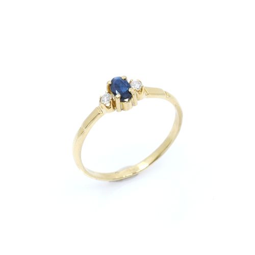 Anillo en oro 18k zafiro y brillantes — Facello Joyeros