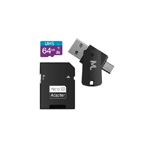 Memoria micro SD 64GB incluye adaptador USB+ Micro USB