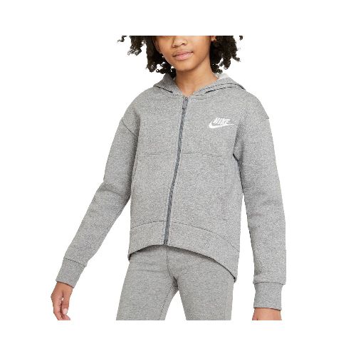 Campera Nike Niño Club Flc Fz Hoodie Lbr Carbon Heather/White - S/C — Menpi