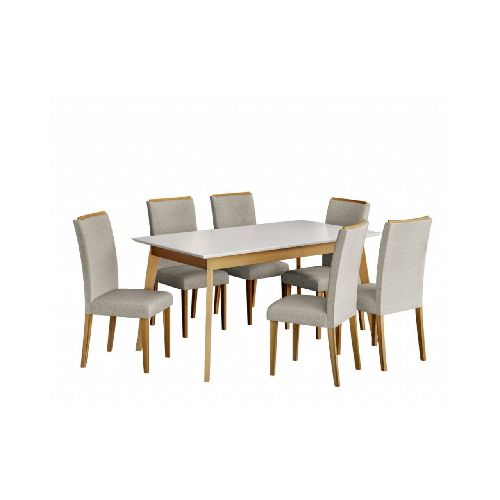 JUEGO DE COMEDOR TOPAZIO 6 SILLAS 1.60X0.90 IMBUIA/BEIGE 11942