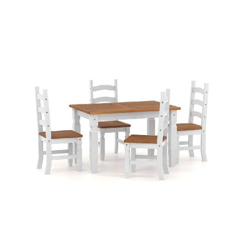 JUEGO DE COMEDOR CORONA 4 SILLAS BLANCO/CERA 10777