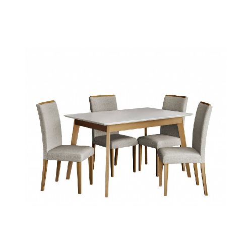 JUEGO DE COMEDOR TOPAZIO 4 SILLAS 1.36X0.90 IMBUIA/NEBLINA 11943