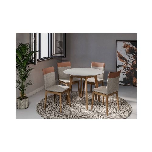 JUEGO DE COMEDOR REDONDO TOPAZIO 103 PALHA 4 SILL CRISTAL 12955