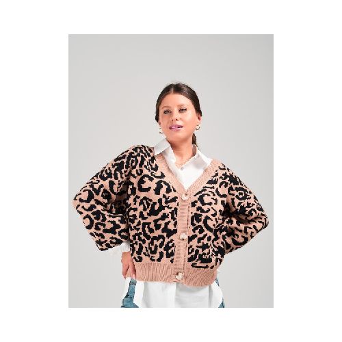 SACO SLOWLY ANIMAL PRINT - BEIGE NEGRO