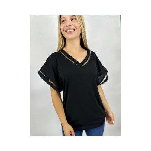 T-SHIRT SLOWLY S2408 - NEGRO