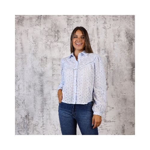 Camisa Broderie Celeste