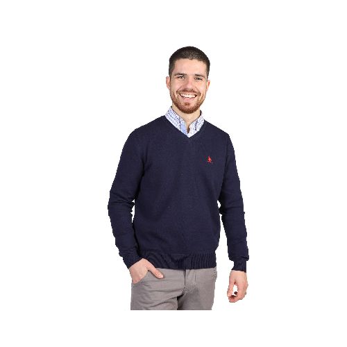 Sweater En V Hombre Azul