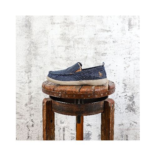 Zapato Clasico Lona Hombre Azul