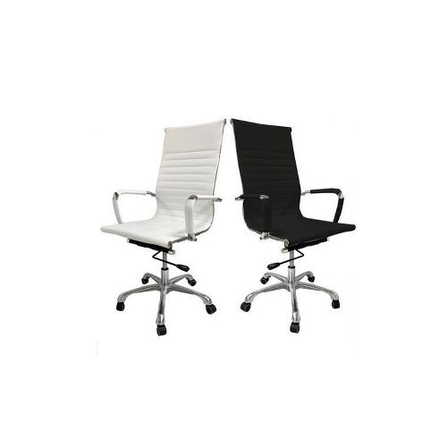 SILLA DE OFICINA ECO CUERO CON RUEDAS NEGRA O BLANCA — Electrocentro Rivera