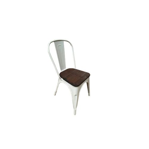 SILLA METAL OPACA CON ASIENTO DE MADERA BLANCA TOLIX — Electrocentro Rivera