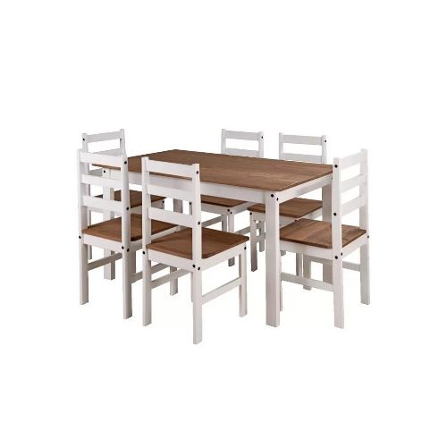 JUEGO DE COMEDOR 6 SILLAS BLANCO CERA ACAPULCO — Electrocentro Rivera