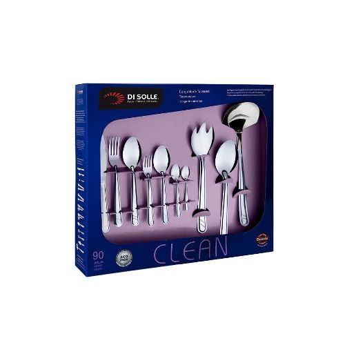 JUEGO 90 PIEZAS CUBIERTOS ACERO INOX. CLEAN CAJA DI SOLLE — Electrocentro Rivera