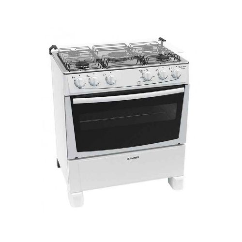 Cocina a gas james 5 hornallas c-150b blanca ● termocupla de seguridad● mesada inoxidable ● quemador central mega llama