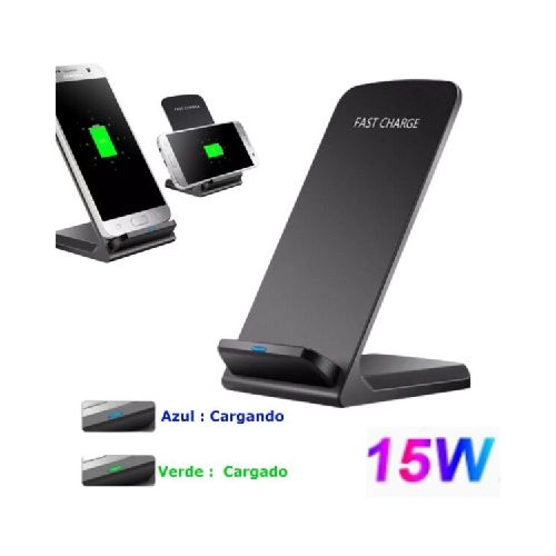 Cargador Inalámbrico QI Fast Charge 15W Con Soporte - PowerTech Durazno