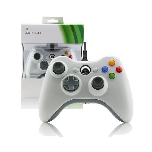 JOYSTICK CON CABLE XBOX 360 COMPATIBLE BLANCO Y NEGRO