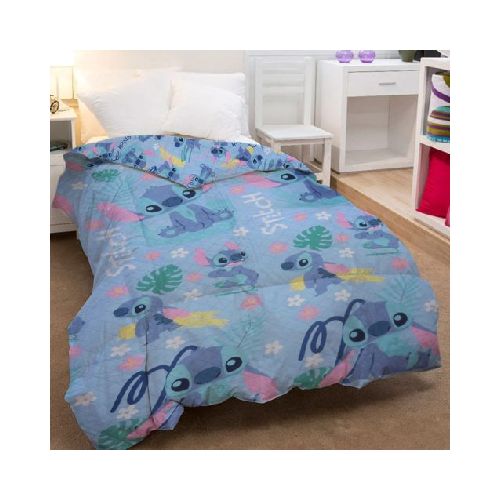 Acolchado Infantil Stitch 1 Plaza 100% Microfibra