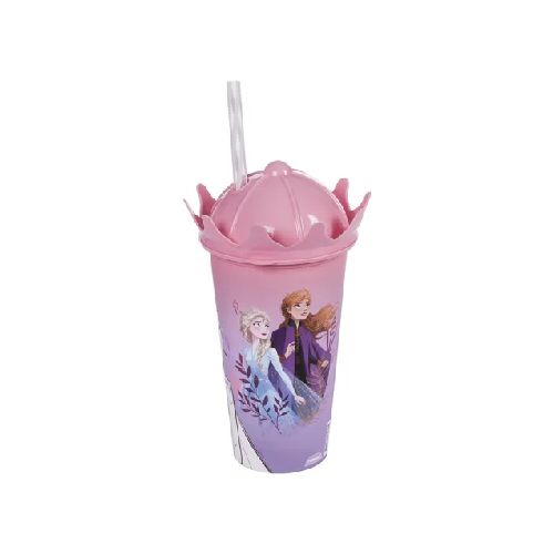 Vaso Plástico Milk Shake con Forma y Pajita Frozen 500 ml