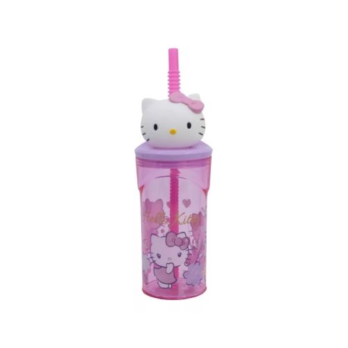 Vaso Alto Con Tapa Kitty 360 ml