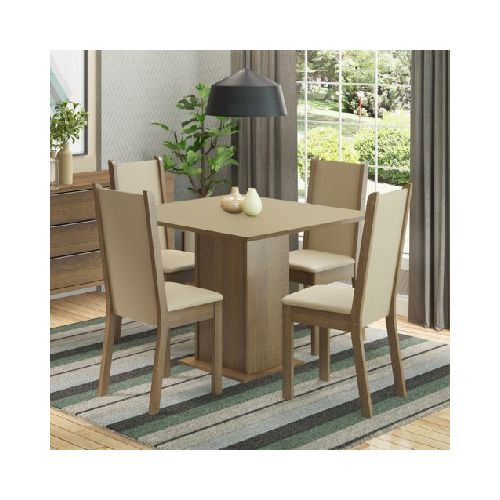 Juego de Comedor Madera con 4 sillas en MDF Tapizadas