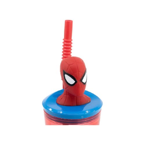 Vaso Alto con Tapa Spiderman 360 ml