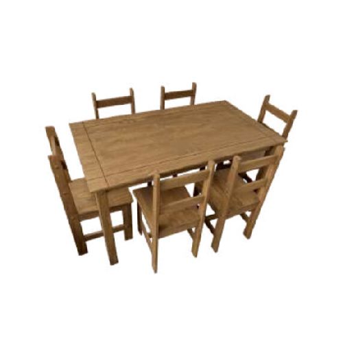 Juego de comedor 6 sillas en madera maciza AN10101 Nogal