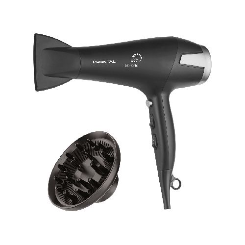 Secador De Pelo Punktal Pk-2500 Ion Con Difusor 2500w 3 Niveles De Calor 2 Velocidades Cable De 1,70 Mts