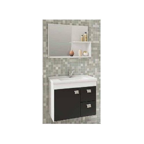 Mueble Para Baño Mgm Móveis Kit Hortência De 55cm X 46cm X 31.5cm Con Bacha Color Blanco Y Mueble Blanco/negro