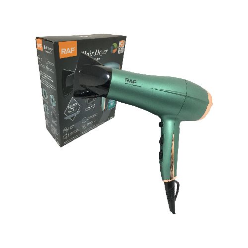 Secador De Pelo Eléctrico Con Boquilla De Peinado Color Verde 2 Velocidades 3 Temperaturas Y Funcion Aire Frío – 2200w – 220v – R.409