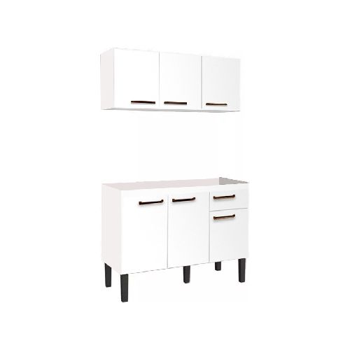 Bajo Mesada Cocina + Mueble Aereo Cocina O Baño Con Estante Color Blanco