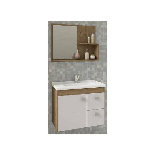 Mueble Para Baño Mgm Móveis Kit Hortência De 55cm De Ancho, 46cm De Alto Y 31.5cm De Profundidad, Con Bacha Color Blanco Y Mueble Roble/blanco