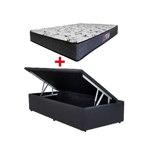 Cama Baúl 1 Plaza Pu + Colchón Espuma D26 Azaleia Pro