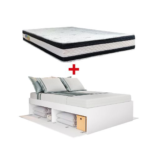 Cama con Puertas Tokio 2 Plazas + Colchón Espuma D33 Azaleia