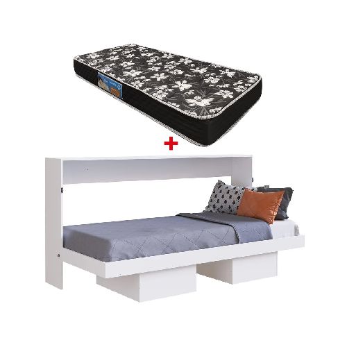 Cama Rebatible Latino 1 Plaza + Colchón Espuma Ecobambu 88